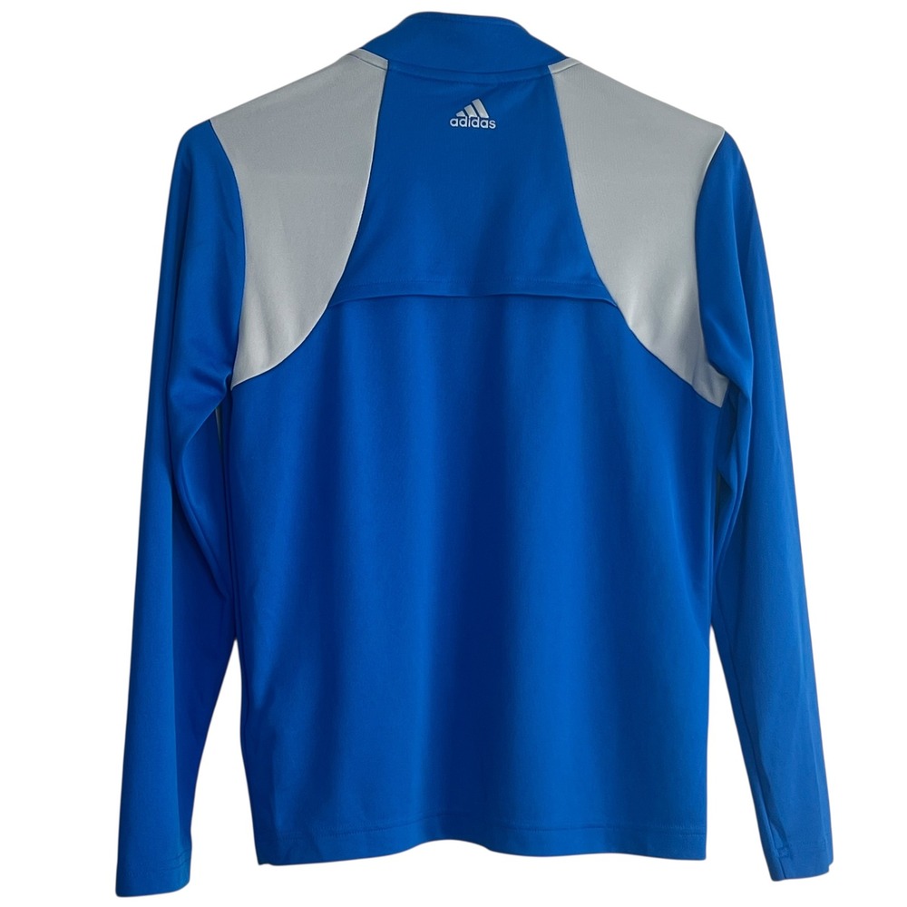 Adidas Kid Quarter Zip Pullover Long Sleeve Blue Oak Tree Logo Athletic M 11-12Y - Picture 2 of 10